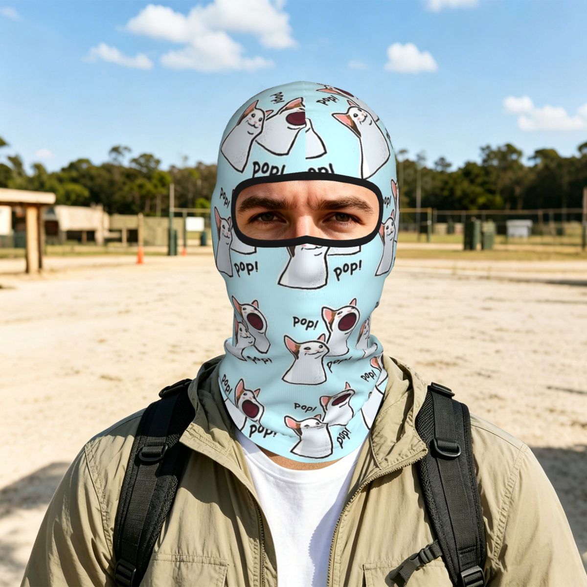 Pop Cat Meme PopCat Popping Ca - Fishing Mask Sun Protection ulasan dan harga