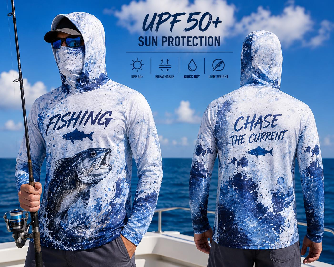 Kaos Hoodie Pancing Pria Lenga - Fishing Mask Sun Protection ulasan dan harga